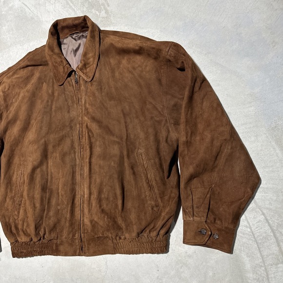 VTG Golden Bear Sportswear Men's SZ L Brown Suede Leather Bomber Jacket USA MADE - Picture 2 of 12
